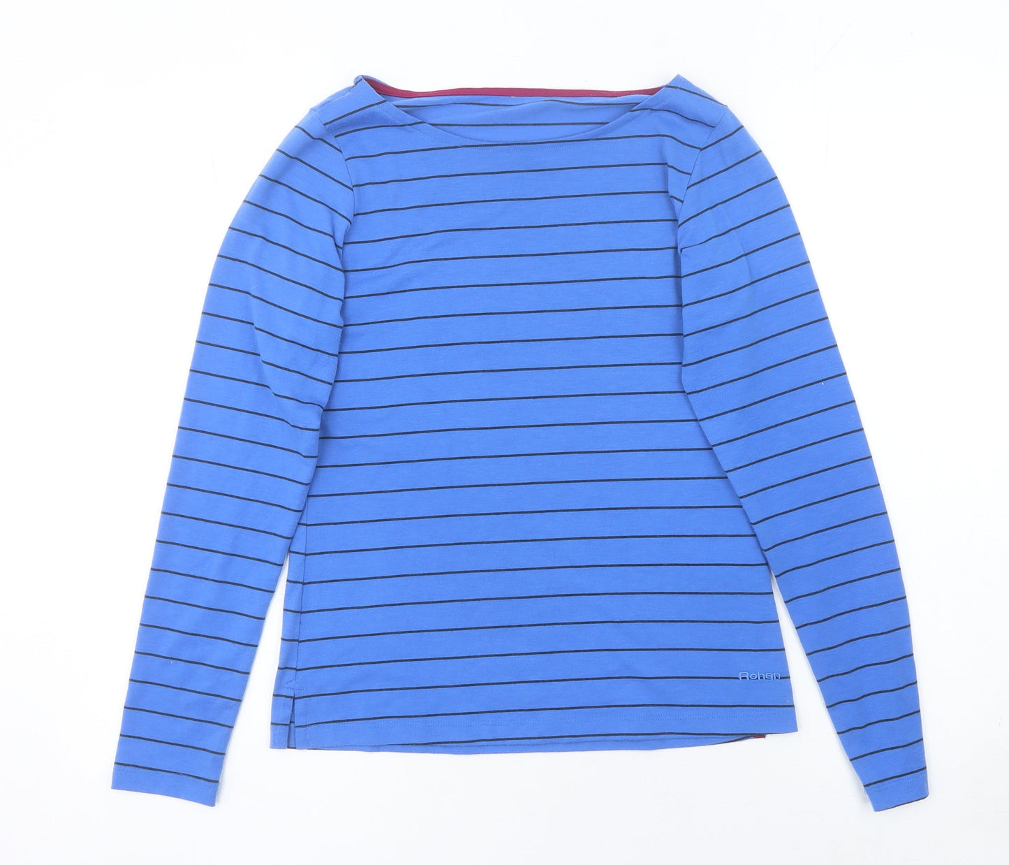 Fat Face Women’s Blue Striped Long Sleeve Boat Neck Cotton Top Size 12