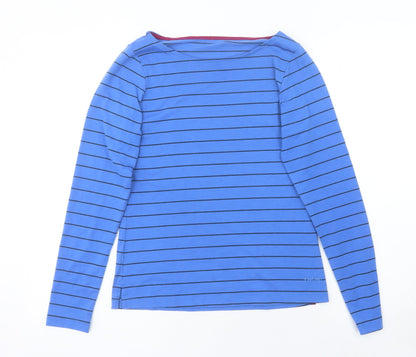 Fat Face Women’s Blue Striped Long Sleeve Boat Neck Cotton Top Size 12