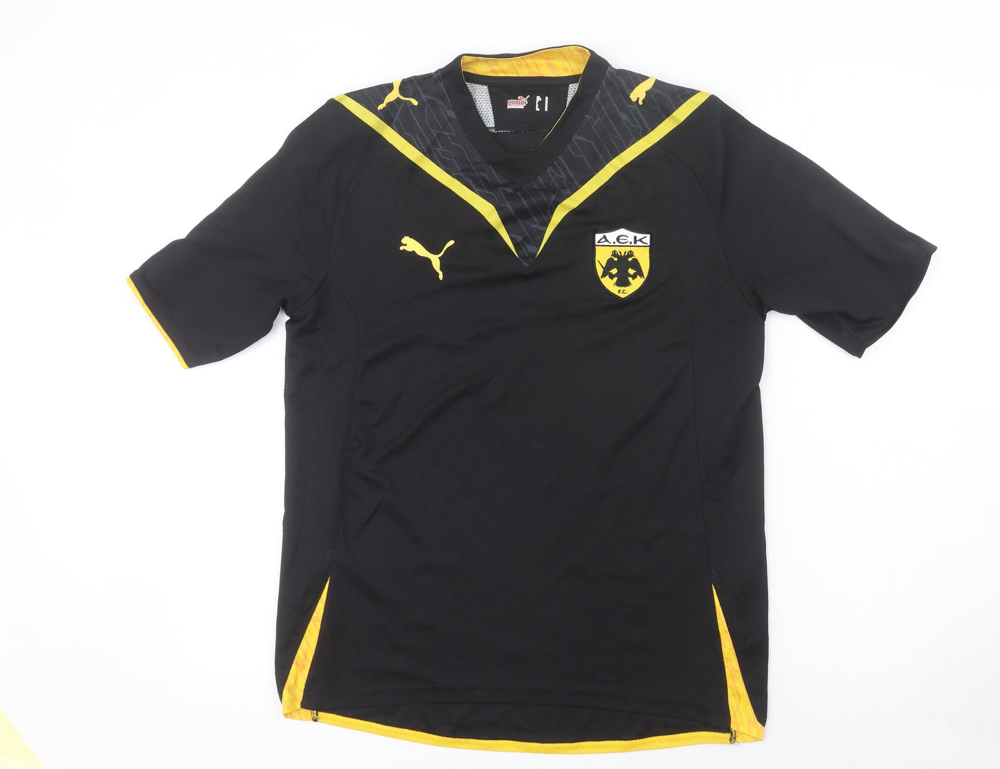 Puma Men’s AEK FC Black Yellow Athletic Football T-Shirt Medium