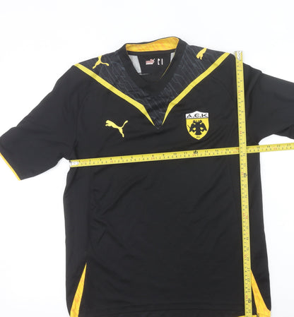 Puma Men’s AEK FC Black Yellow Athletic Football T-Shirt Medium