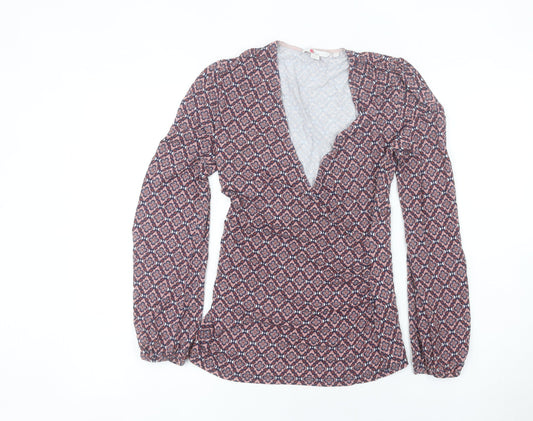 Boden Women’s Multicoloured Geometric Wrap Blouse UK 10