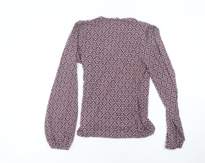 Boden Women’s Multicoloured Geometric Wrap Blouse UK 10