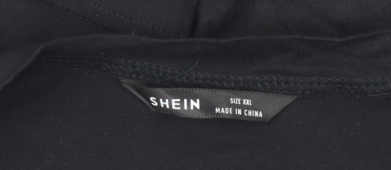 SHEIN Women’s Black Graphic Rose T-Shirt 2XL Regular Fit