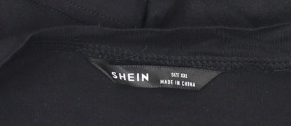 SHEIN Women’s Black Graphic Rose T-Shirt 2XL Regular Fit