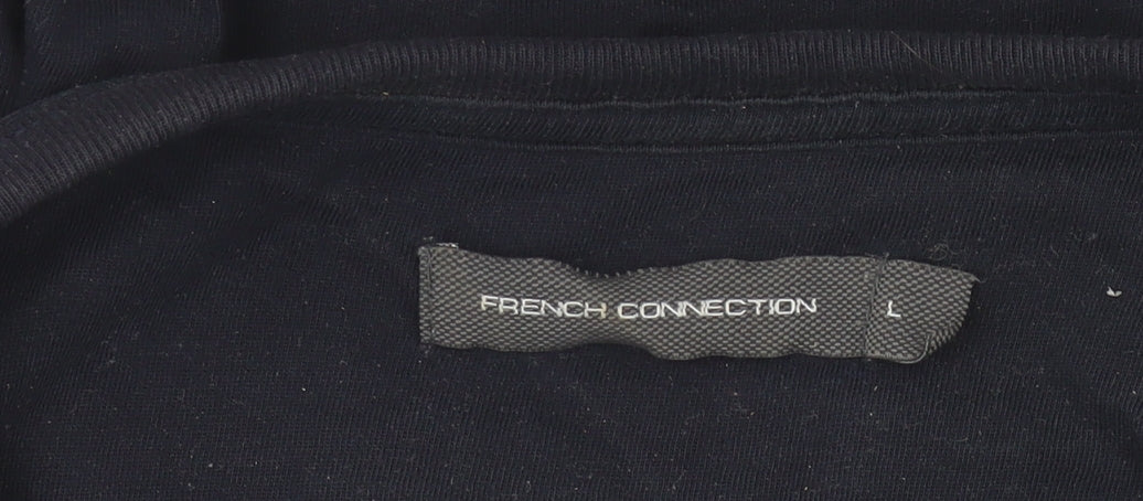 French Connection Women's Black White Striped Cotton T-Shirt L