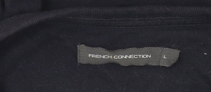 French Connection Women's Black White Striped Cotton T-Shirt L