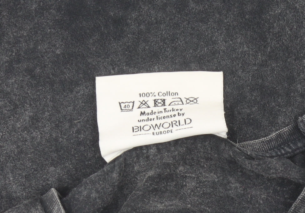 Womens UK Size M Bioworld Black Basic T-Shirt