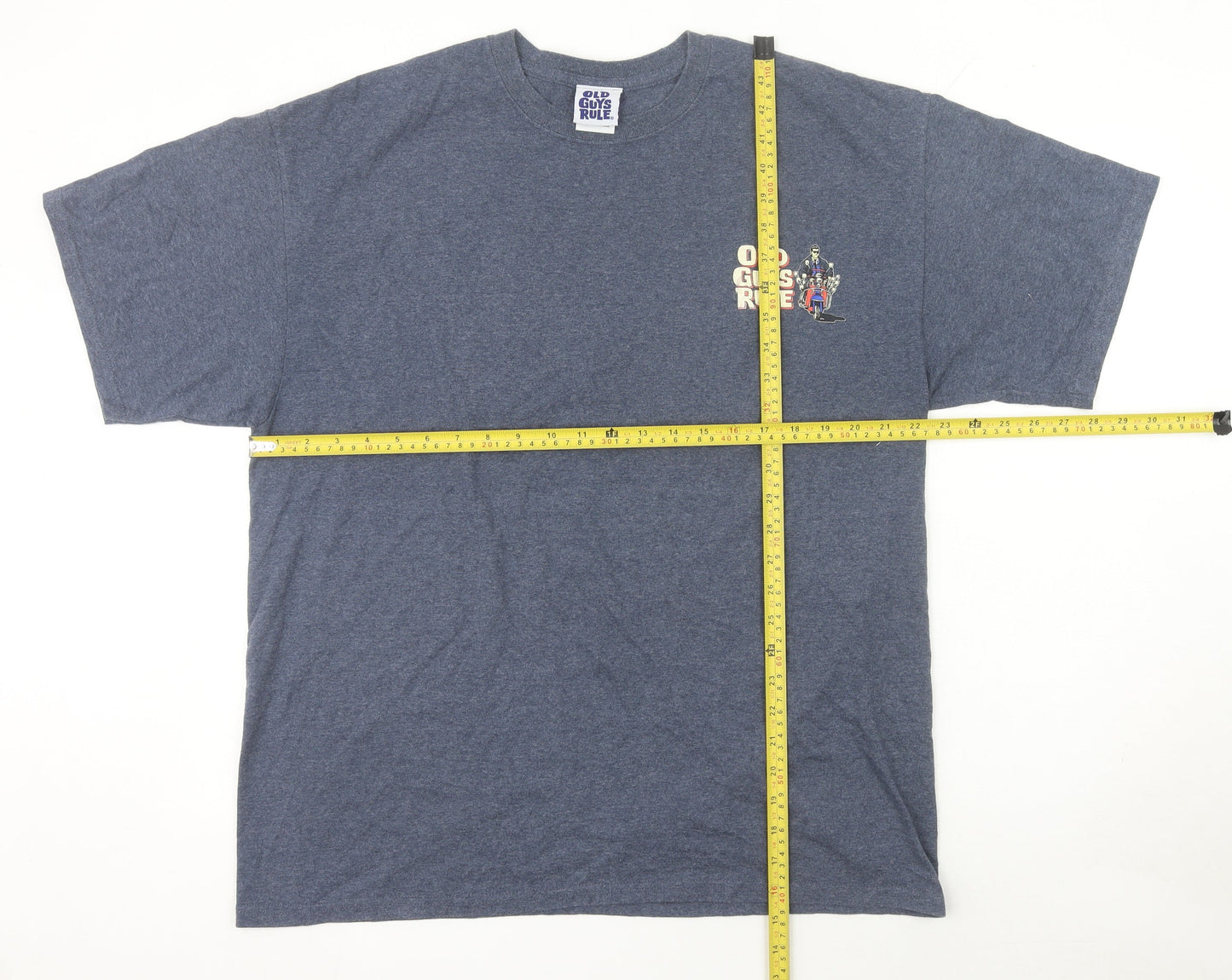 Old Guys Rule Men's Blue XL Graphic Motorcycle T-Shirt