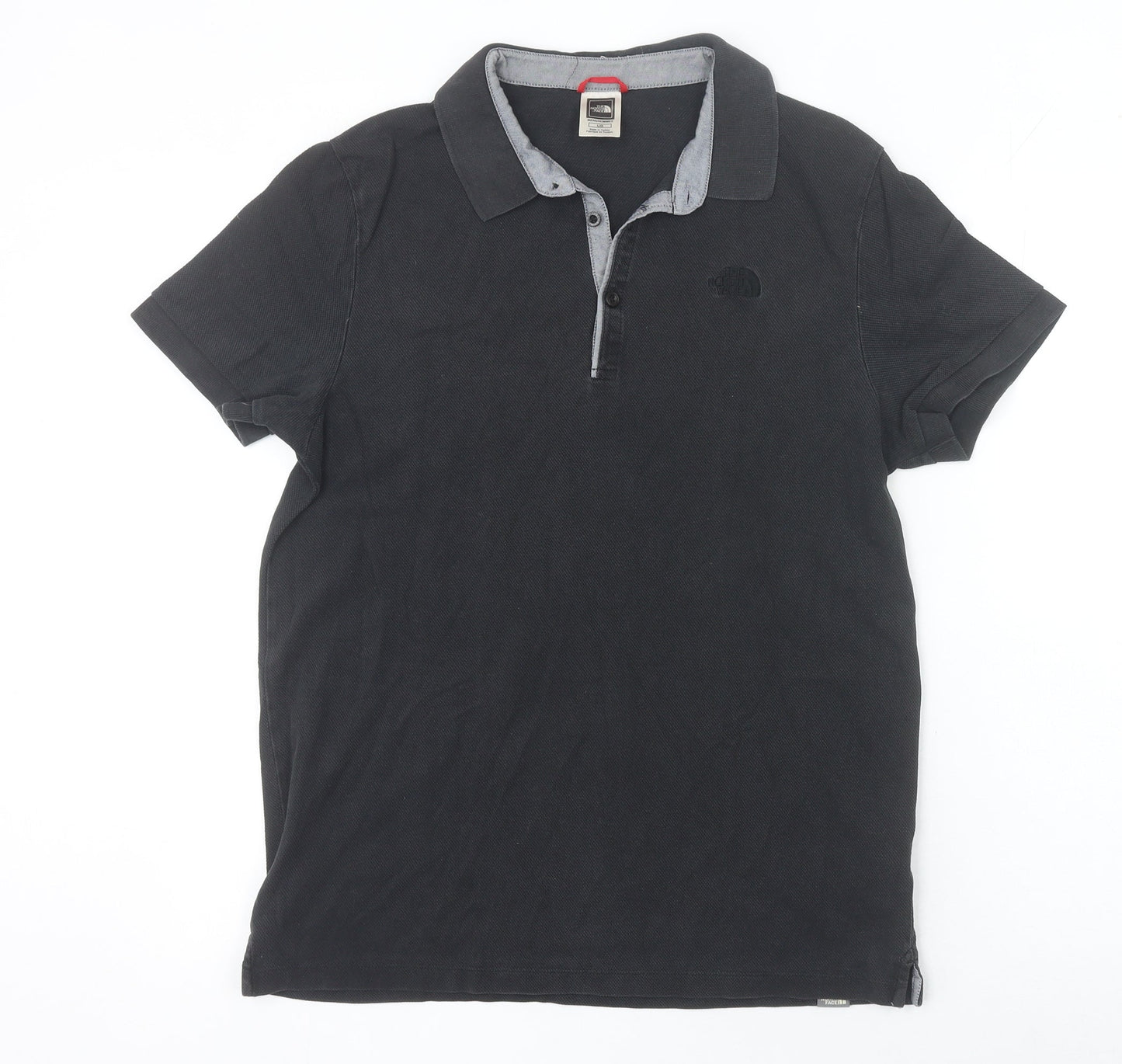 The North Face Men's Black Cotton Polo Shirt Size L Outdoor Casual