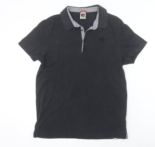 The North Face Men's Black Cotton Polo Shirt Size L Outdoor Casual