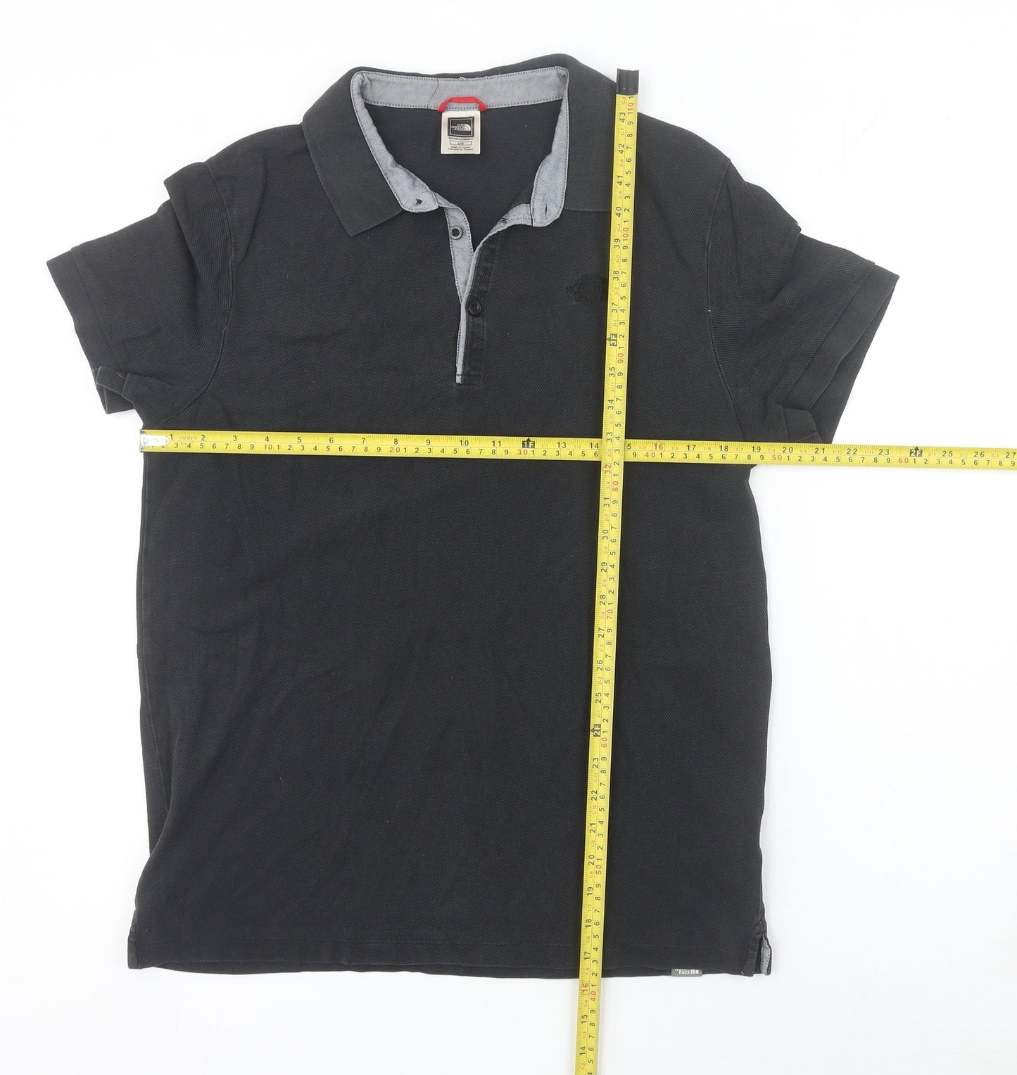 The North Face Men's Black Cotton Polo Shirt Size L Outdoor Casual