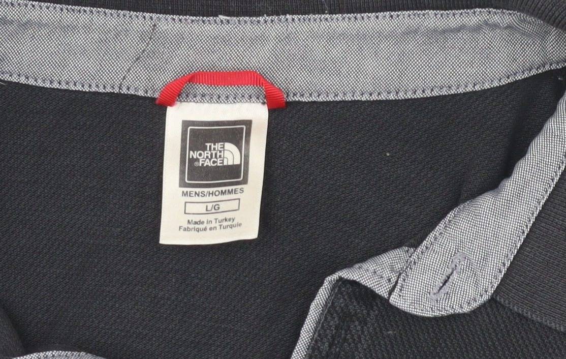 The North Face Men's Black Cotton Polo Shirt Size L Outdoor Casual