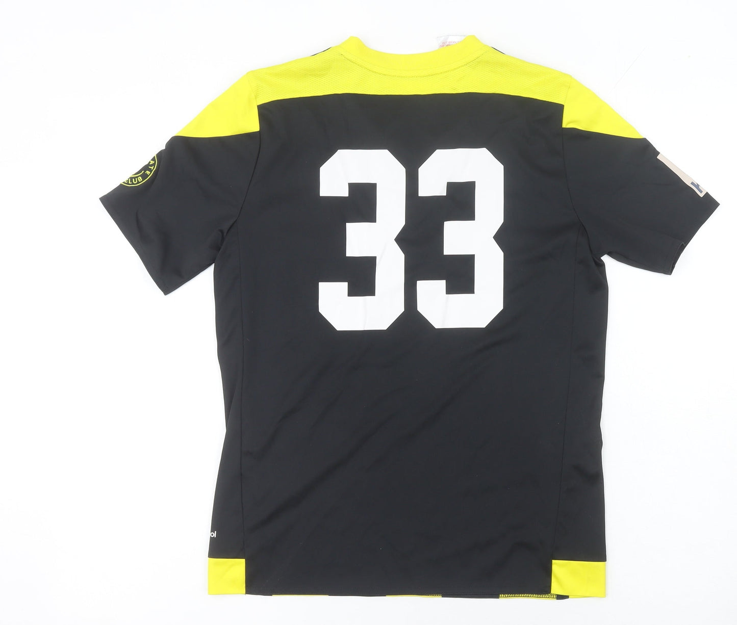 Adidas Boys Black Yellow Striped Football T-Shirt Size 13-14 Years
