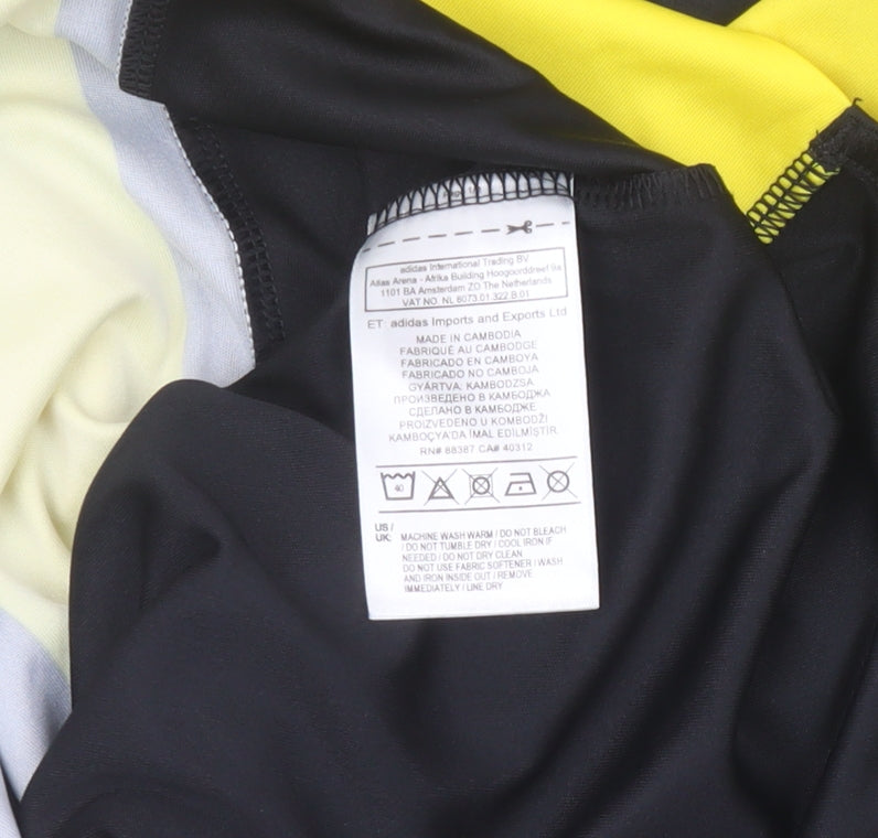 Adidas Boys Black Yellow Striped Football T-Shirt Size 13-14 Years