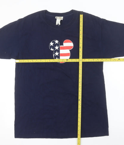 Walt Disney World Men’s Navy T-Shirt L Mickey USA Flag Graphic Cotton