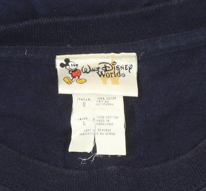 Walt Disney World Men’s Navy T-Shirt L Mickey USA Flag Graphic Cotton