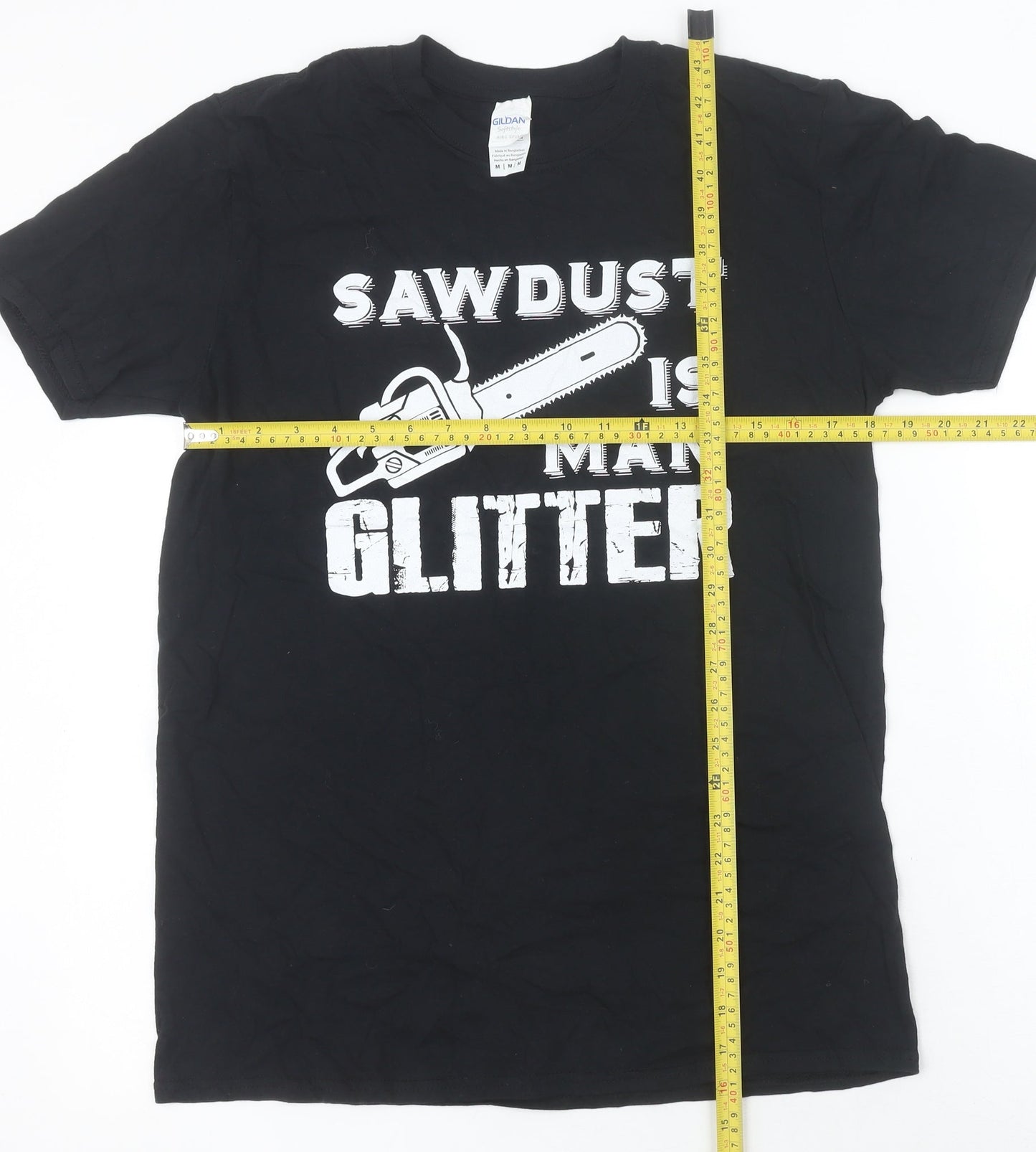 Mens UK Size M Gildan Black  T-Shirt