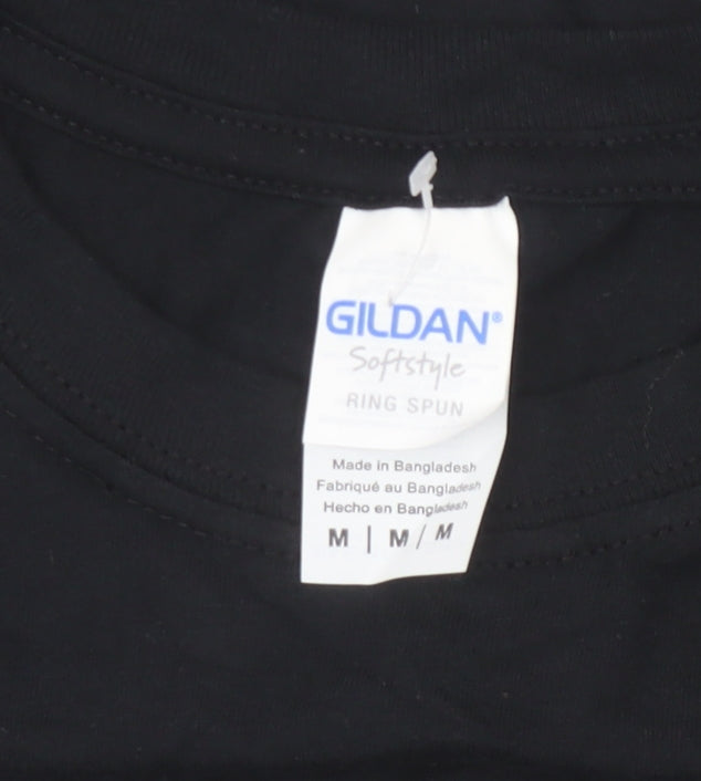 Mens UK Size M Gildan Black  T-Shirt