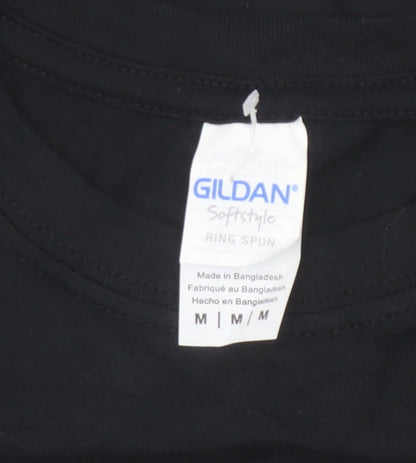 Mens UK Size M Gildan Black  T-Shirt
