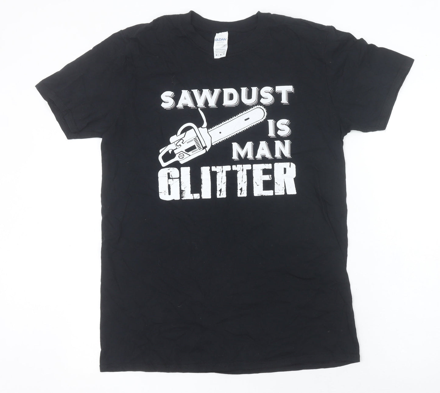Mens UK Size M Gildan Black  T-Shirt