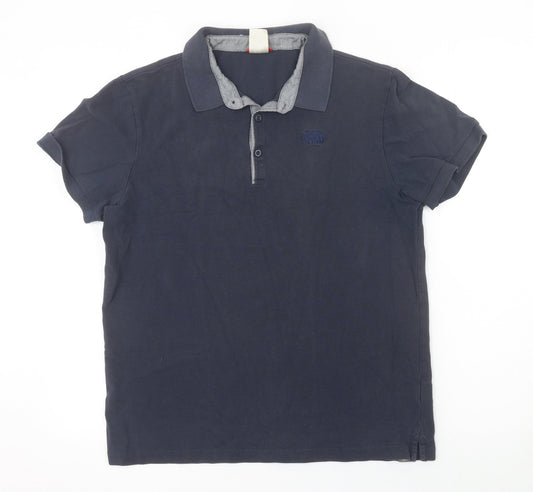 The North Face Men's Blue Cotton Polo Shirt Size L Regular Fit