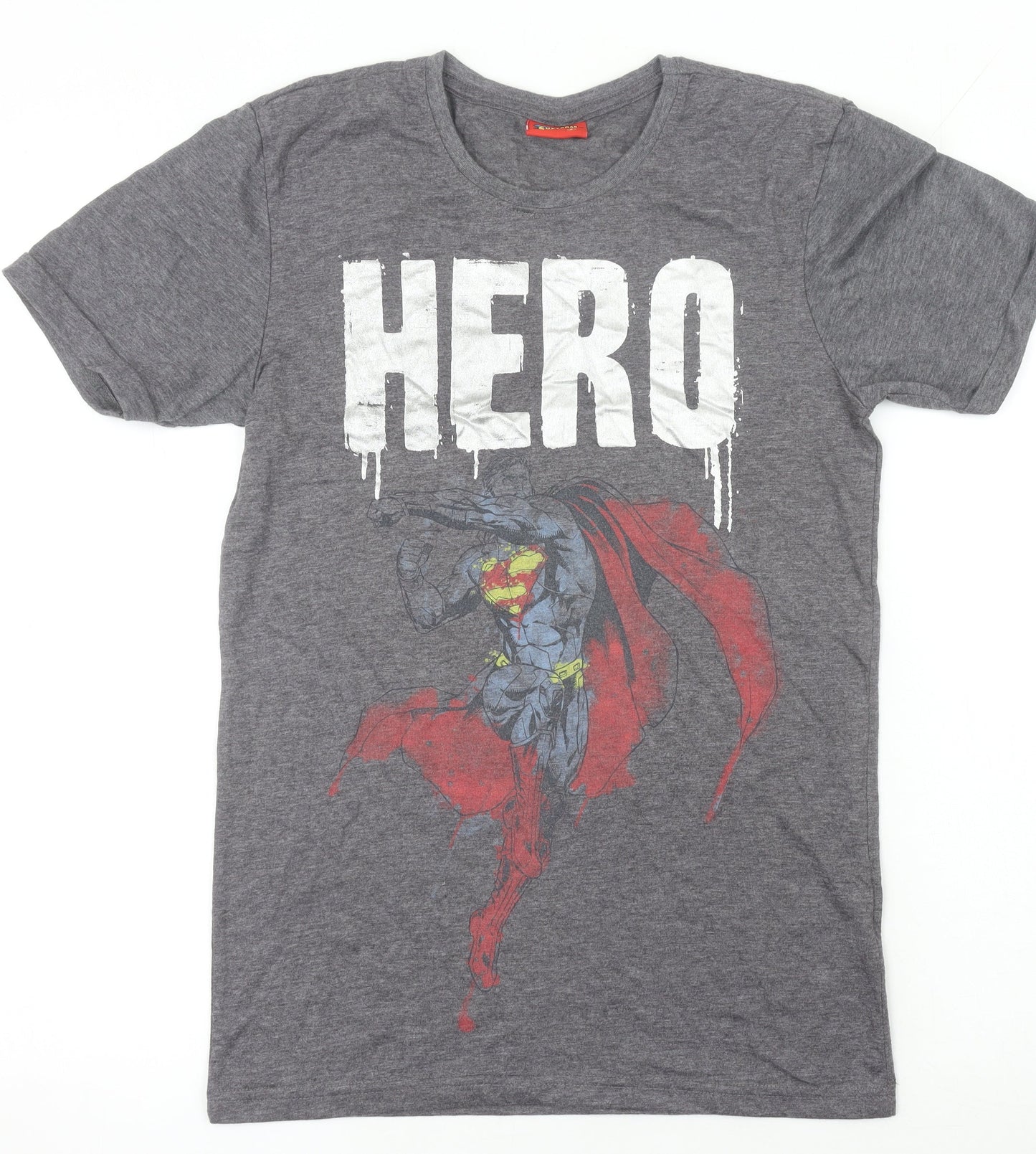 Womens UK Size XS Superman Grey Basic T-Shirt