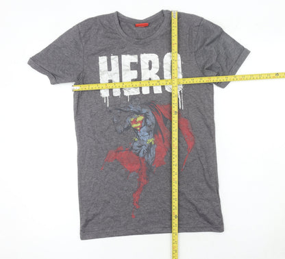 Womens UK Size XS Superman Grey Basic T-Shirt