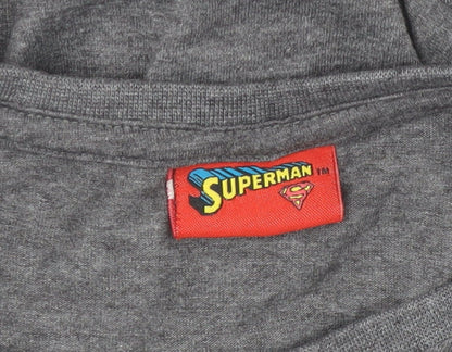 Womens UK Size XS Superman Grey Basic T-Shirt