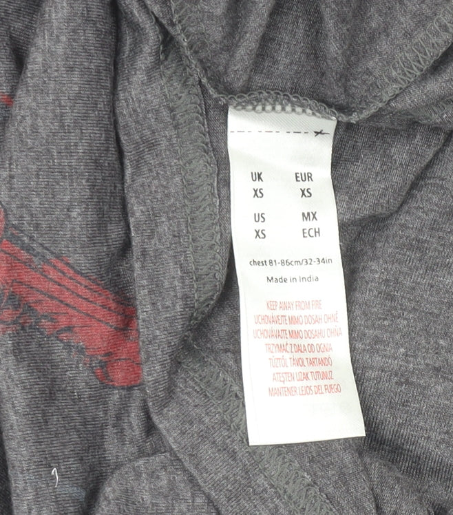 Womens UK Size XS Superman Grey Basic T-Shirt