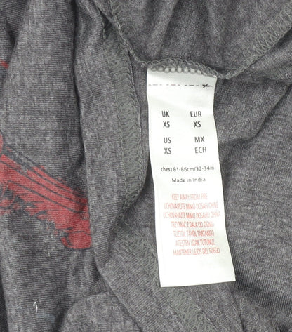 Womens UK Size XS Superman Grey Basic T-Shirt