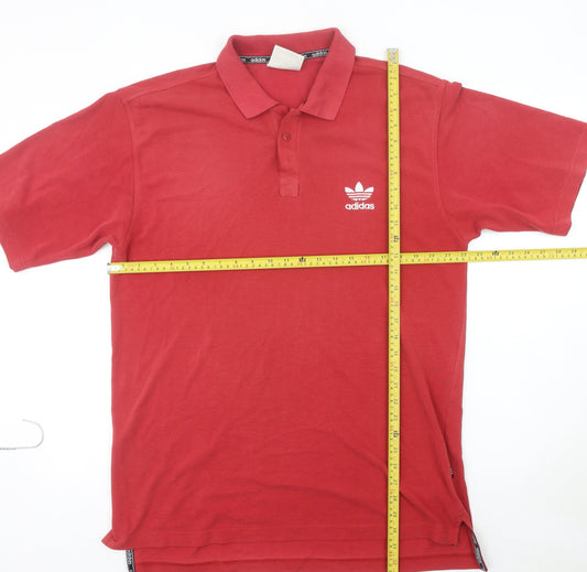 Adidas Men's Red Polo Shirt Size M Regular Fit Cotton Blend