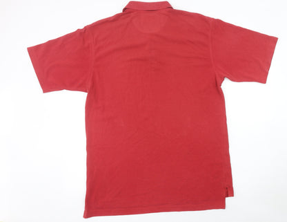 Adidas Men's Red Polo Shirt Size M Regular Fit Cotton Blend