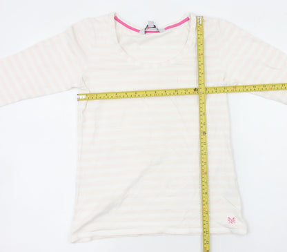 Crew Clothing Co. Women’s Ivory Striped 3/4 Sleeve Cotton T-Shirt Size 12