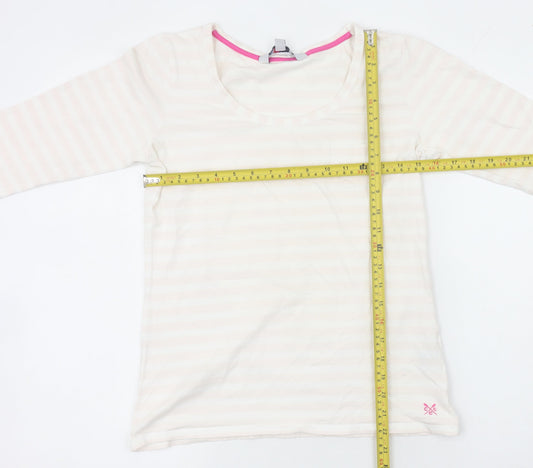 Crew Clothing Co. Women’s Ivory Striped 3/4 Sleeve Cotton T-Shirt Size 12