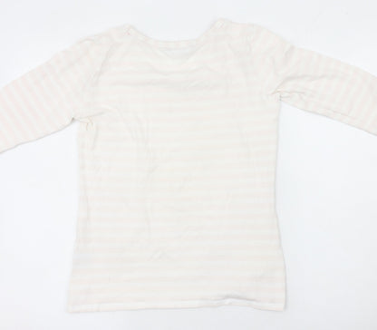 Crew Clothing Co. Women’s Ivory Striped 3/4 Sleeve Cotton T-Shirt Size 12
