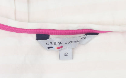 Crew Clothing Co. Women’s Ivory Striped 3/4 Sleeve Cotton T-Shirt Size 12