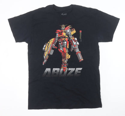 Abuze Men’s Black Gundam Anime Graphic Cotton T-Shirt Size M