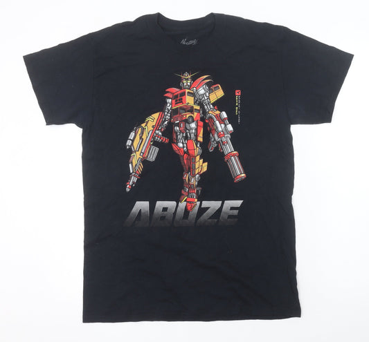 Abuze Men’s Black Gundam Anime Graphic Cotton T-Shirt Size M