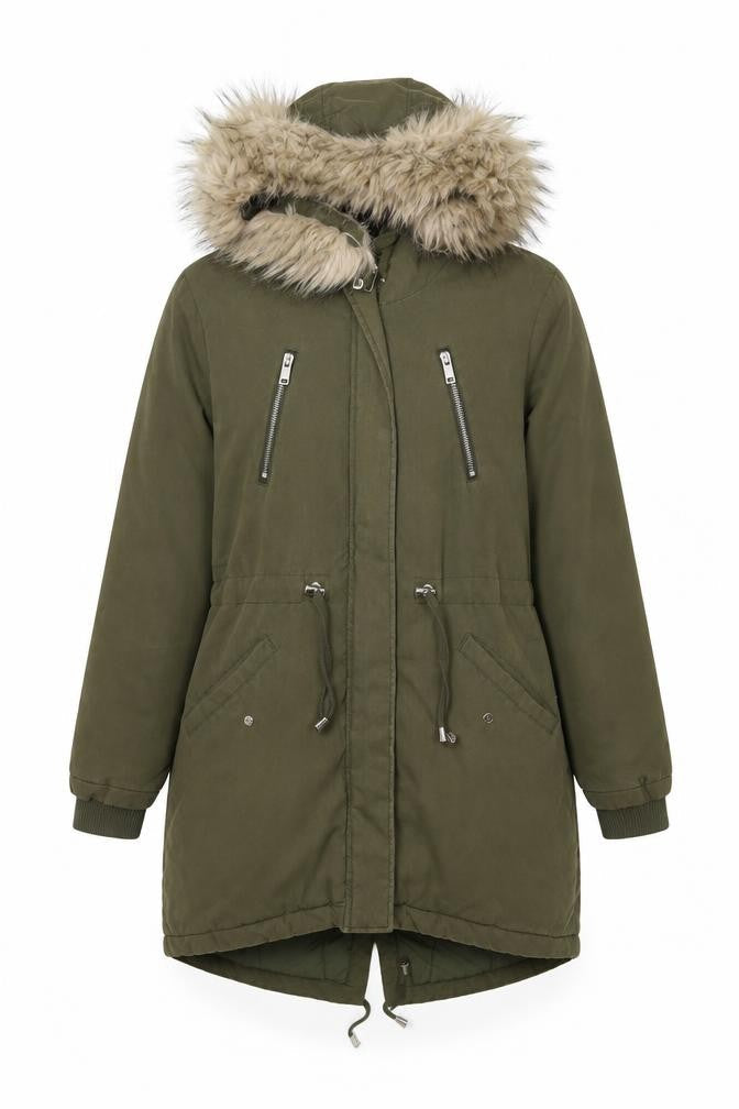 Womens UK Size 8 New Look Green Parka Coat