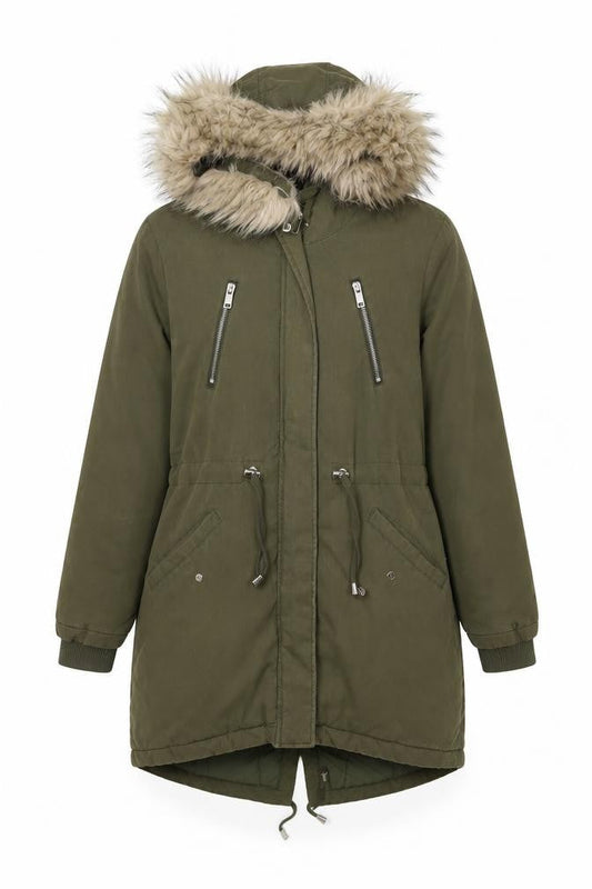 Womens UK Size 8 New Look Green Parka Coat