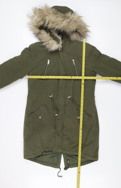 Womens UK Size 8 New Look Green Parka Coat