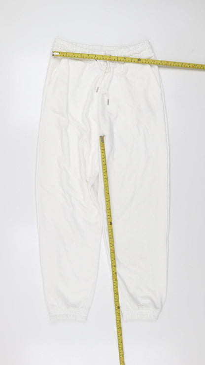 Womens UK Size 14 Stradivarius Relaxed Fit Jogger White Trousers