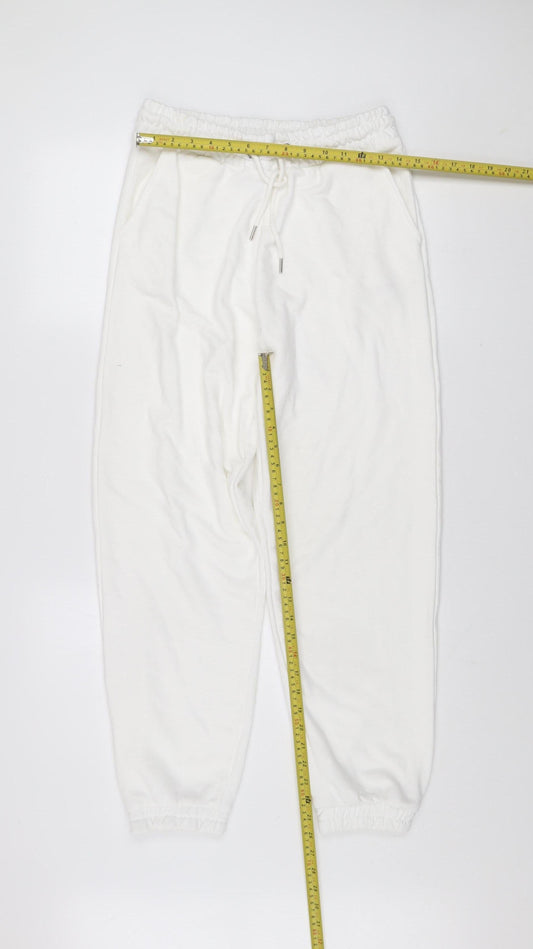 Womens UK Size 14 Stradivarius Relaxed Fit Jogger White Trousers