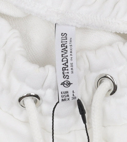 Womens UK Size 14 Stradivarius Relaxed Fit Jogger White Trousers