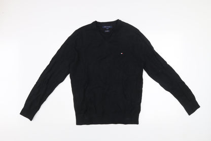 Tommy Hilfiger Men’s Black V-Neck Cotton Cashmere Jumper M