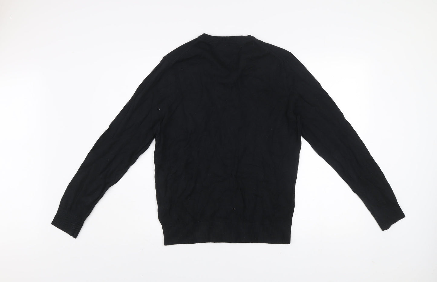 Tommy Hilfiger Men’s Black V-Neck Cotton Cashmere Jumper M