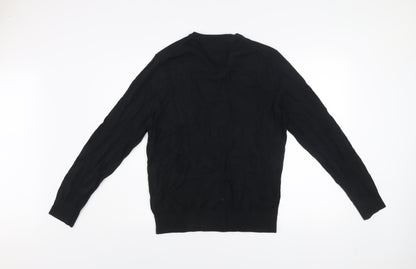 Tommy Hilfiger Men’s Black V-Neck Cotton Cashmere Jumper M