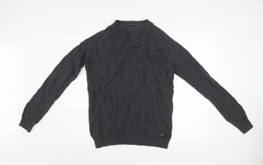 Diesel Men’s Grey Waffle Knit Cotton Pullover Jumper Size M