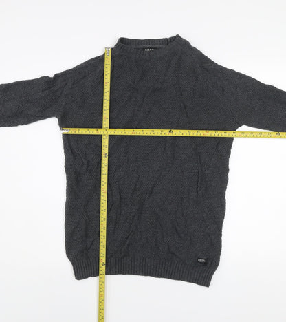 Diesel Men’s Grey Waffle Knit Cotton Pullover Jumper Size M