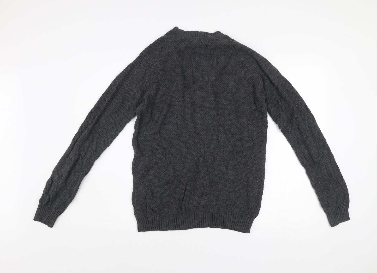 Diesel Men’s Grey Waffle Knit Cotton Pullover Jumper Size M